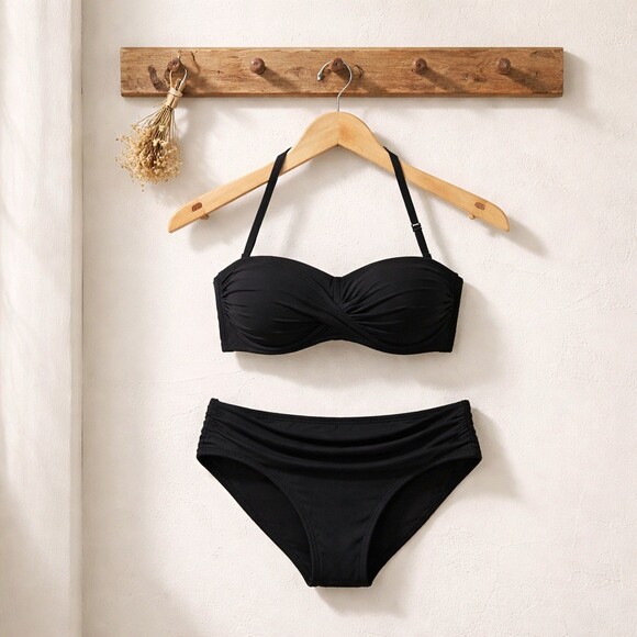 Lilly Pulitzer Cay Bandeau Bikini Top Womens Size 16 Black NWT Removable strap - Picture 3 of 8